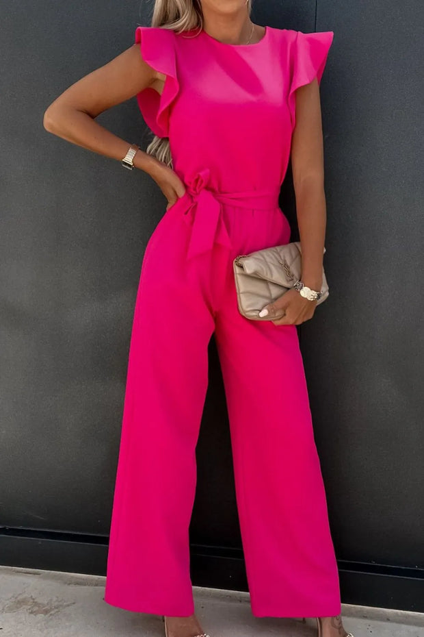 Round Neck Cap Sleeve Jumpsuit www.nizzadesign.com
