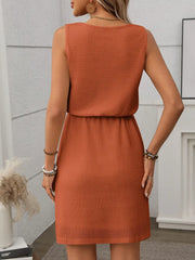 Waffle-Knit Drawstring Mini Tank Dress www.nizzadesign.com