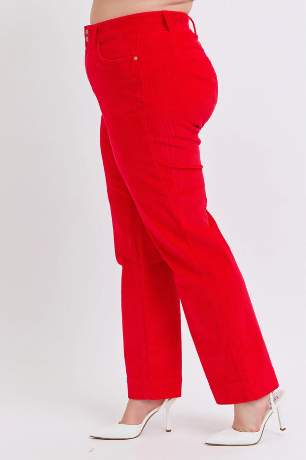 Judy Blue Plus Size High Waist Corduroy Trouser Wide www.nizzadesign.com