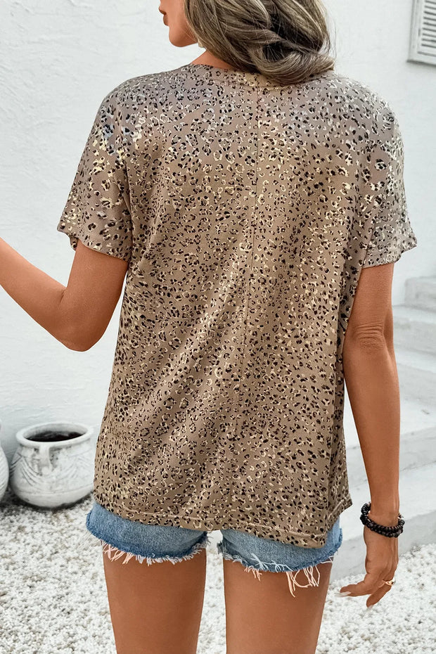 Parchment Shimmer Leopard Print Dolman Sleeve T Shirt www.nizzadesign.com