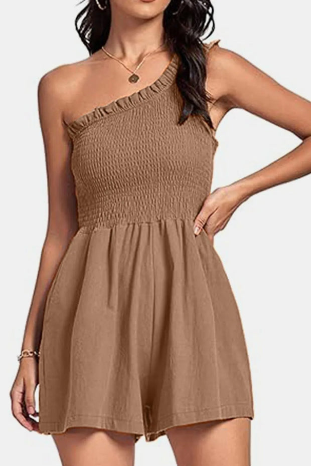 Smocked Single Shoulder Romper www.nizzadesign.com