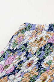 Floral Print Smocked High Waist Square Neck Jumpsuit www.nizzadesign.com