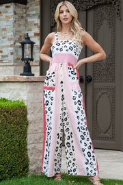Leopard Color Block Smocked Jumpsuit www.nizzadesign.com