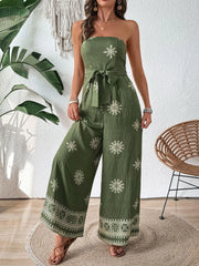 Printed Wide Leg Tube Jumpsuit www.nizzadesign.com