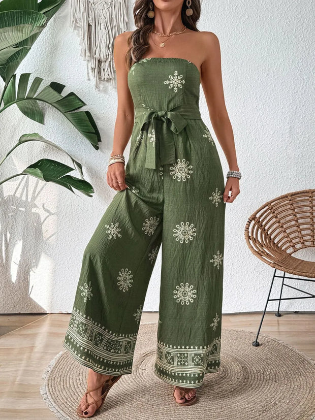 Printed Wide Leg Tube Jumpsuit www.nizzadesign.com