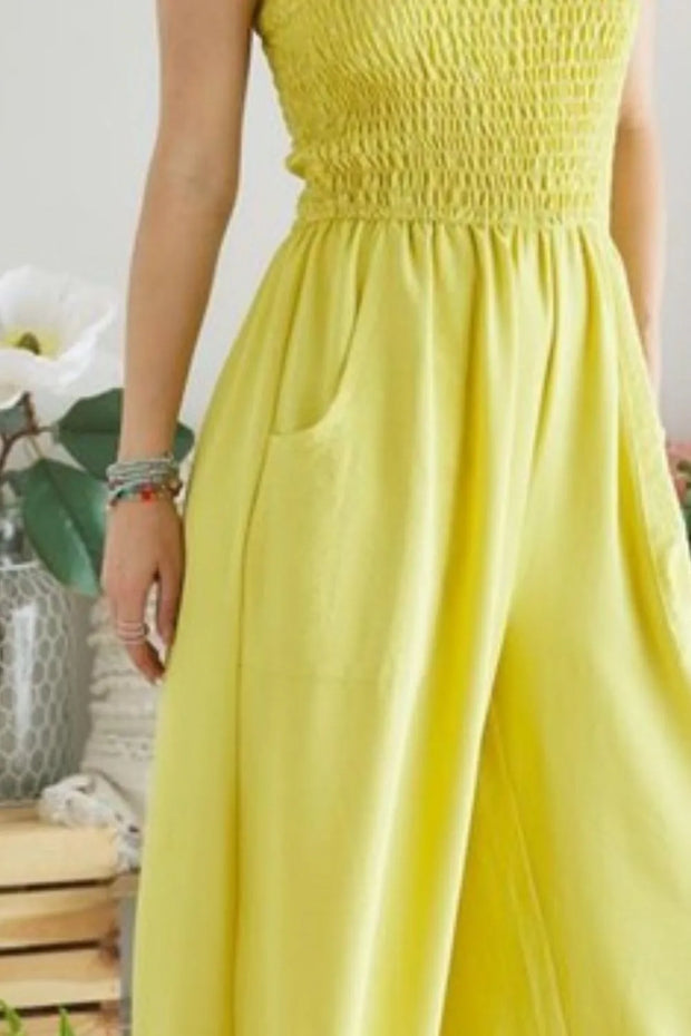 ADORA Smocking Top Wide Leg Jumpsuit www.nizzadesign.com