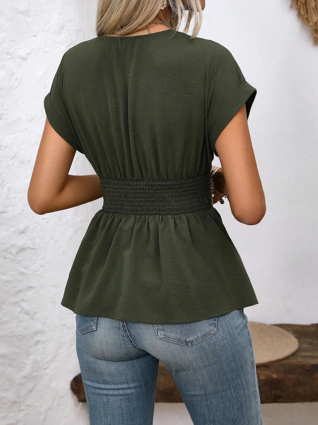 Surplice Short Sleeve Blouse www.nizzadesign.com