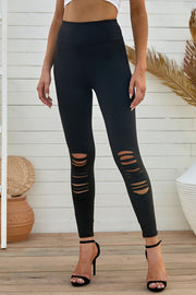 Wide Waistband Distressed Slim Fit Leggings www.nizzadesign.com