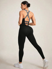 Crisscross Back Sleeveless Active Jumpsuit www.nizzadesign.com