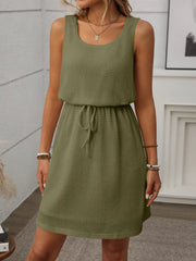 Waffle-Knit Drawstring Mini Tank Dress www.nizzadesign.com