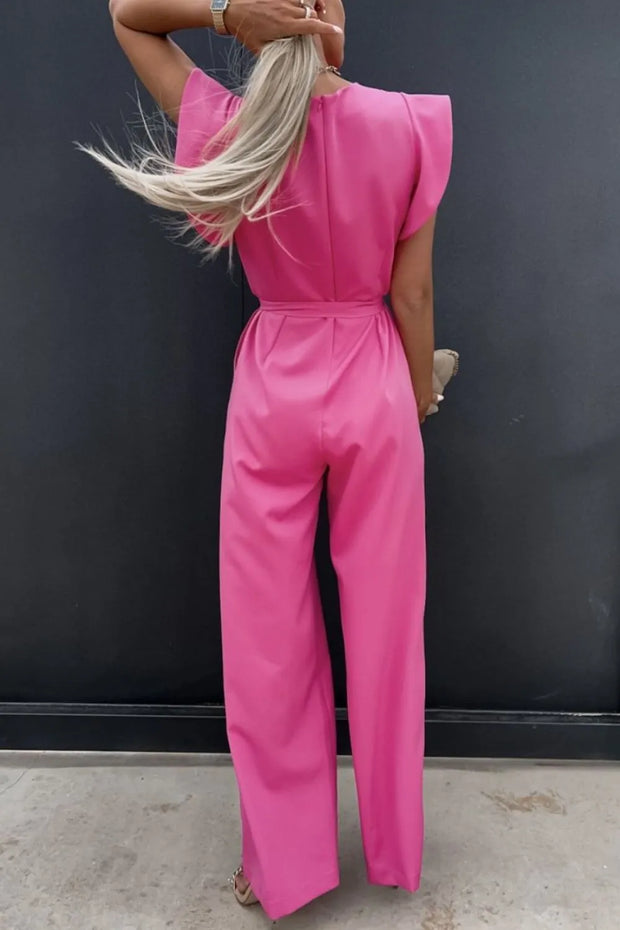 Round Neck Cap Sleeve Jumpsuit www.nizzadesign.com