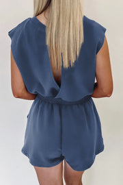 Round Neck Drawstring Waist Romper www.nizzadesign.com