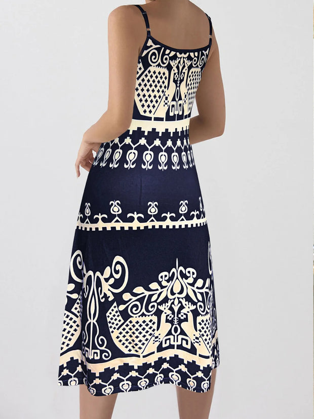 Tropical Leaf Print Halter Neck Mini Dress with Cutout Detail www.nizzadesign.com