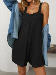 Mandy Sweetheart Neck Wide Strap Romper with Pockets www.nizzadesign.com