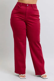 Judy Blue Full Size High Waist Heart Shaped Back Pockets 90's Straight Jeans Plus Size www.nizzadesign.com