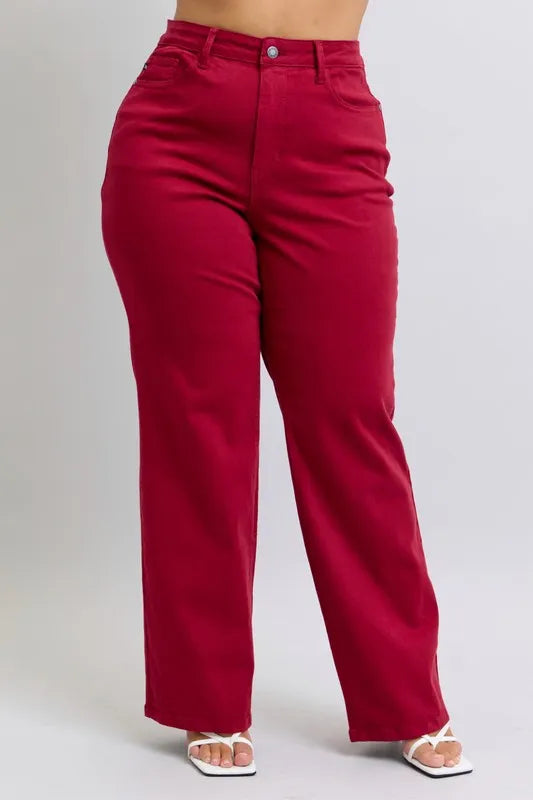 Judy Blue Full Size High Waist Heart Shaped Back Pockets 90's Straight Jeans Plus Size www.nizzadesign.com