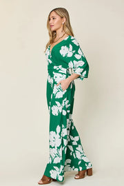 Double Take Full Size Printed Tie Back Wide Leg Jumpsuit www.nizzadesign.com