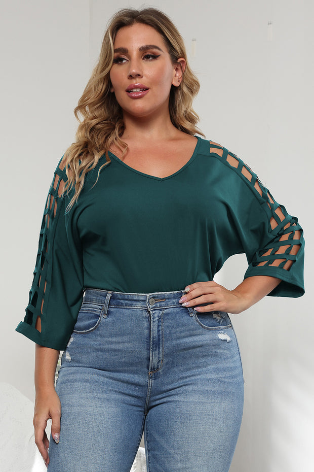 3/4 Sleeve Cutout Detail Top www.nizzadesign.com
