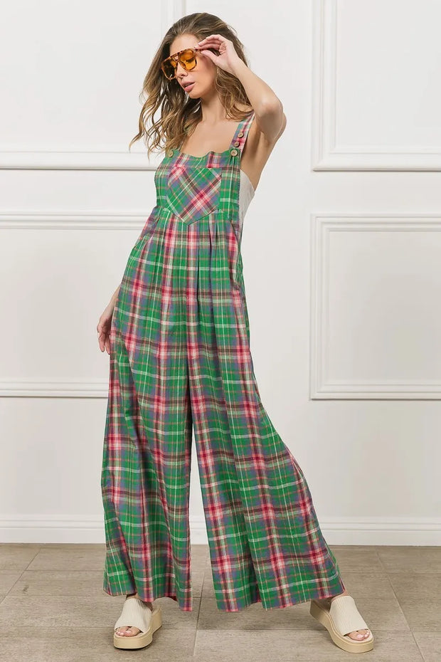BiBi Multi Color Check Plaid Overall www.nizzadesign.com