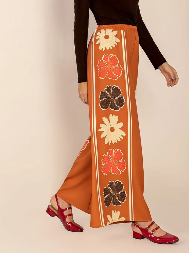 Printed Elastic Waist Wide Leg Pants www.nizzadesign.com
