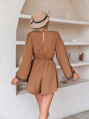 V-Neck Long Sleeve Romper www.nizzadesign.com