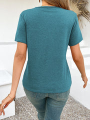 Cross Line Detail Round Neck T-Shirt www.nizzadesign.com