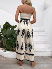 Smocked Printed Wide Leg Jumpsuit www.nizzadesign.com