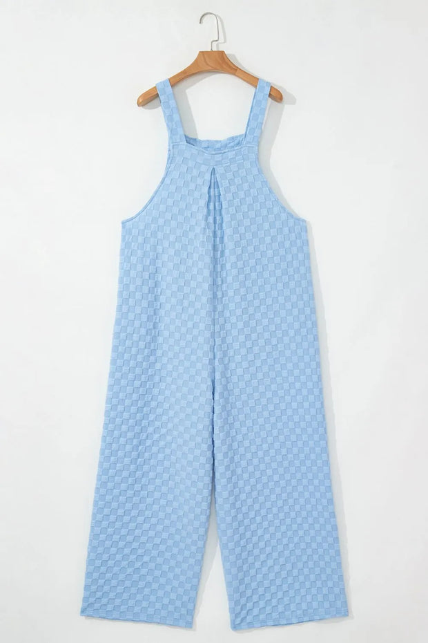 Checkered Pocketed Wide Leg Overalls www.nizzadesign.com