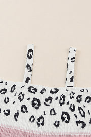 Leopard Color Block Smocked Jumpsuit www.nizzadesign.com