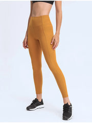 Millennia Wide Waistband Leggings with Pockets Tangerine www.nizzadesign.com