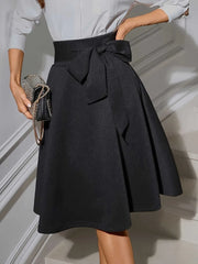 Tied Knee Length Skirt Black www.nizzadesign.com