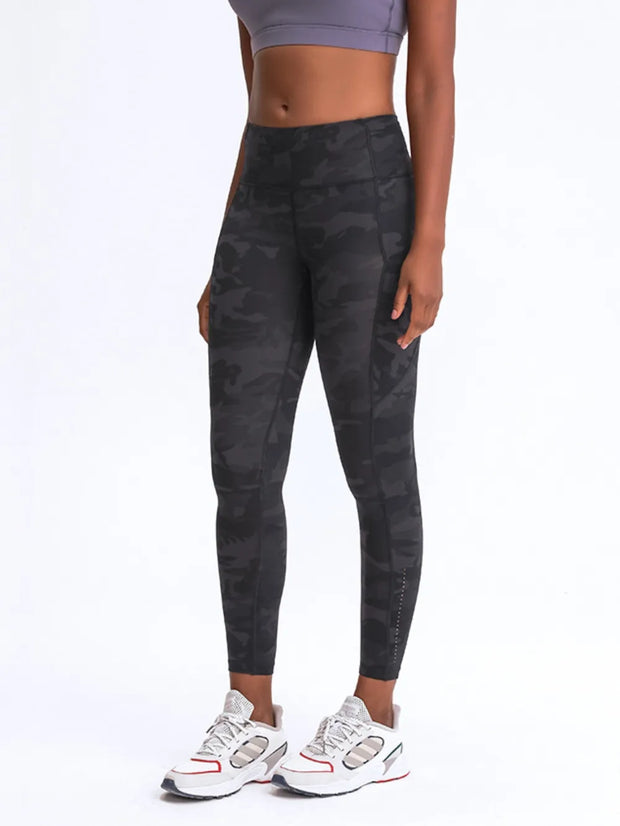 Millennia Wide Waistband Leggings with Pockets Green Camouflage www.nizzadesign.com