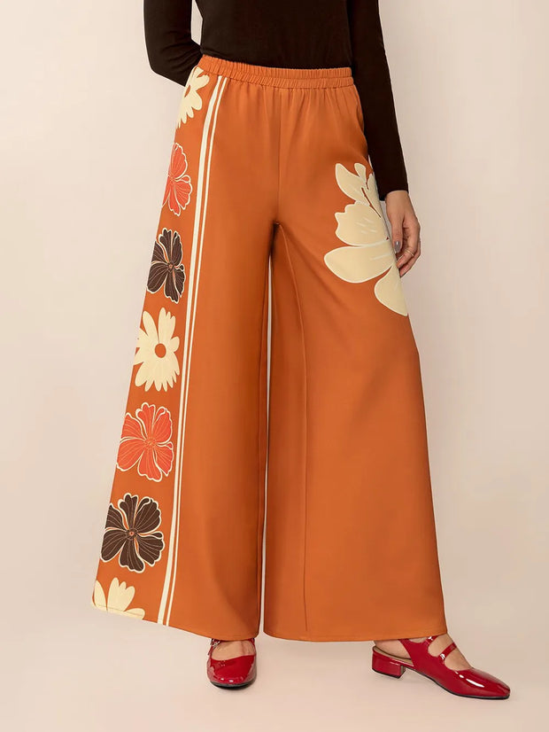 Printed Elastic Waist Wide Leg Pants www.nizzadesign.com