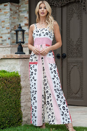 Leopard Color Block Smocked Jumpsuit www.nizzadesign.com