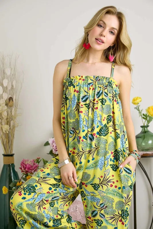 ADORA Elastic Detail Tropical Jumpsuit www.nizzadesign.com