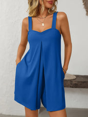 Mandy Sweetheart Neck Wide Strap Romper with Pockets www.nizzadesign.com