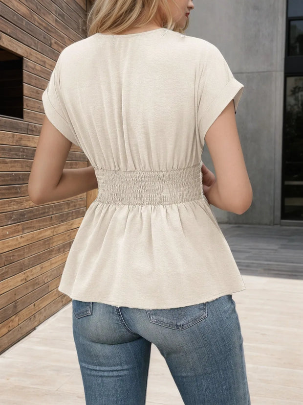 Surplice Short Sleeve Blouse www.nizzadesign.com