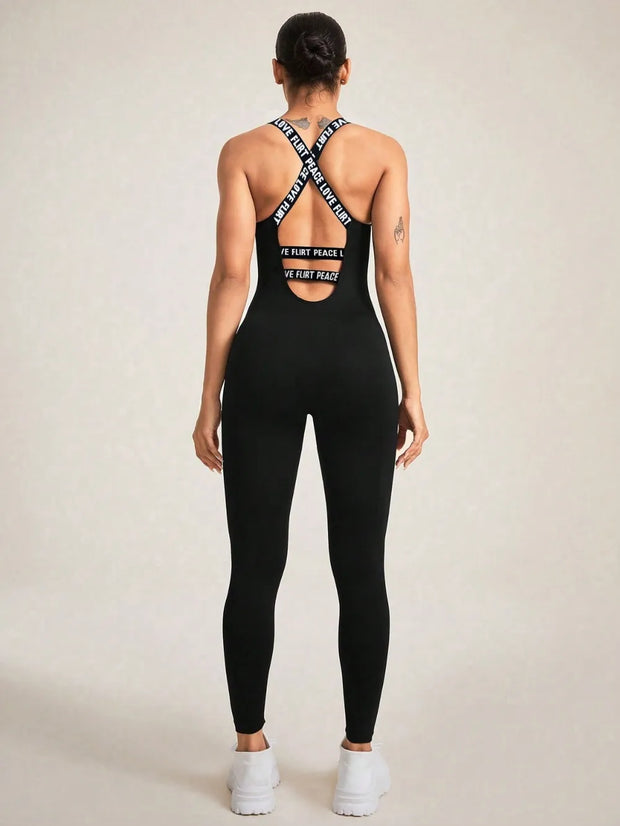 Crisscross Back Sleeveless Active Jumpsuit www.nizzadesign.com