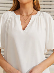 Flutter Sleeve Notched Blouse www.nizzadesign.com
