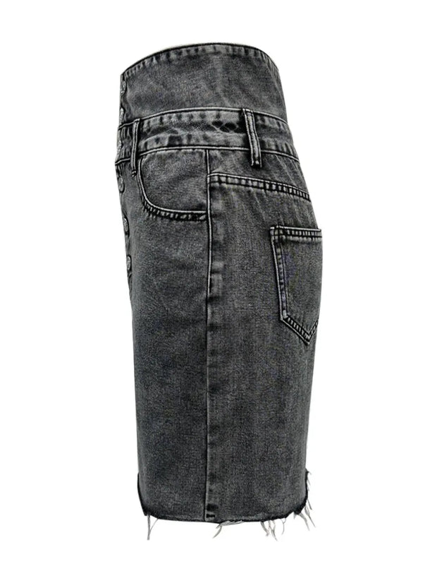Raw Hem High Waist Denim Skirt www.nizzadesign.com