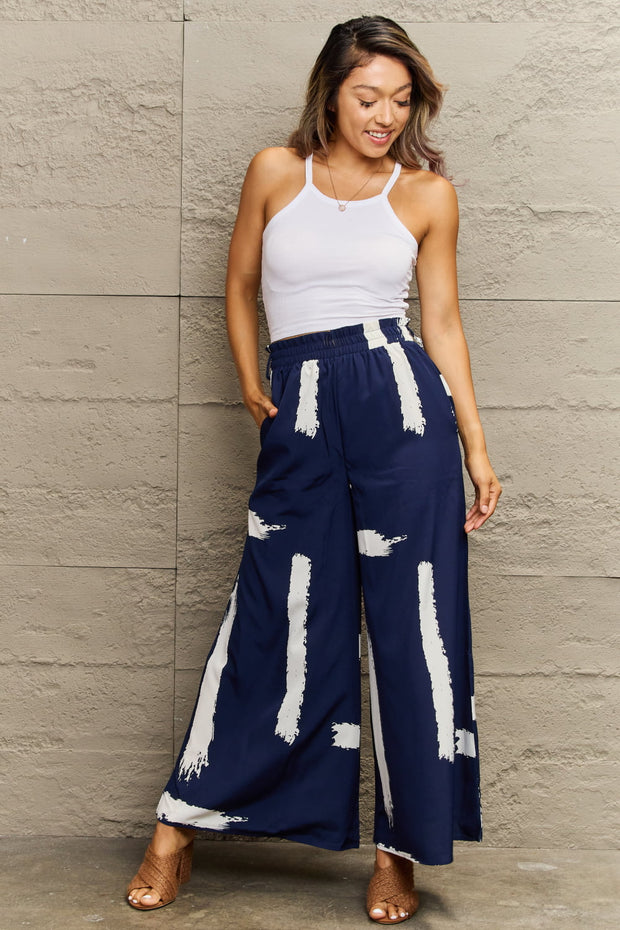 Perfee Printed Wide Leg Long Pants www.nizzadesign.com