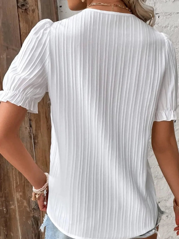 Full Size Lace Detail V-Neck Blouse Plus Size www.nizzadesign.com