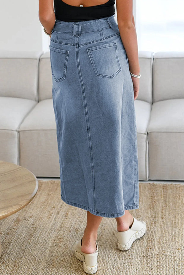 Tied Slit Denim Skirt www.nizzadesign.com