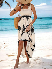 Smocked Printed Wide Strap Maxi Dress www.nizzadesign.com