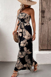 Perfee Printed Strapless Wide Leg Jumpsuit with Pockets www.nizzadesign.com