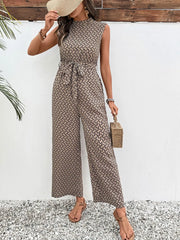 Printed Mock Neck Sleeveless Jumpsuit www.nizzadesign.com