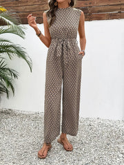 Printed Mock Neck Sleeveless Jumpsuit www.nizzadesign.com