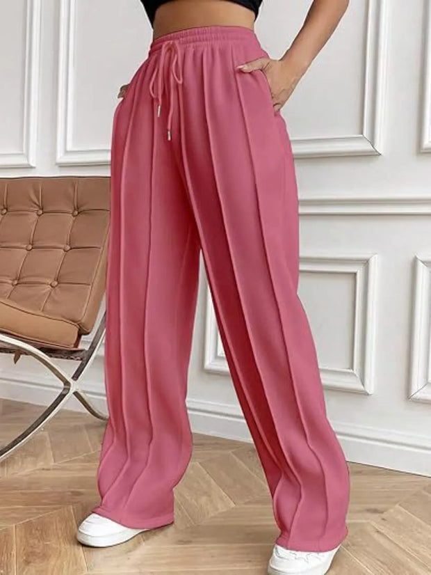 Drawstring Wide Leg Pants with Pockets www.nizzadesign.com