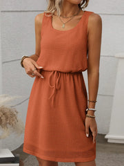Waffle-Knit Drawstring Mini Tank Dress www.nizzadesign.com
