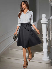 Tied Knee Length Skirt www.nizzadesign.com